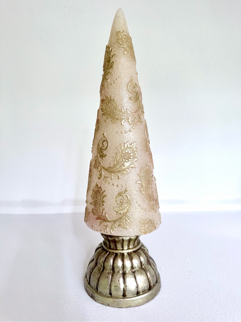 Three Illuminating Gold Wax Holiday Cone Trees - Picture 11 of 16